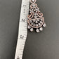 AD Color Stone Floral Design Victorian Finish Earrings - White