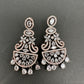 AD Color Stone Floral Design Victorian Finish Earrings - White