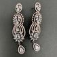 AD Color Stone Floral Design Victorian Finish Earrings - White