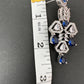 AD Color Stone Floral Design Silver Finish Earrings - Blue