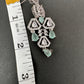 AD Color Stone Floral Design Silver Finish Earrings - LightGreen