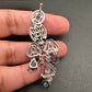 AD Color Stone Floral Design Silver Finish Earrings - Turquoise