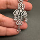 AD Color Stone Floral Design Silver Finish Earrings - White