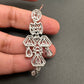 AD Color Stone Floral Design Silver Finish Earrings - White