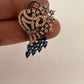 AD Color Stone Victorian Finish Earrings - Blue