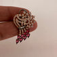 AD Color Stone Victorian Finish Earrings - Red
