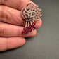 AD Color Stone Victorian Finish Earrings - Red