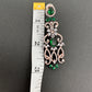AD Color Stone Floral Design Victorian Finish Earrings - Green