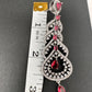 AD Color Stone Floral Cascade Silver Finish Earrings - Red