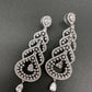 AD Color Stone Floral Cascade Silver Finish Earrings - White