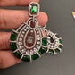 AD Color Stone Floral Victorian Finish Earrings - Green
