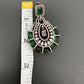 AD Color Stone Floral Victorian Finish Earrings - Green
