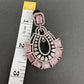 AD Color Stone Floral Victorian Finish Earrings - Pink