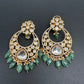 AD Kundan Chandbali Green Beads Earrings