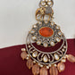 Kundan AD Peach Stone Elephant Design Victorian Finish Earrings