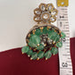 Kundan Clear Stone Victorian Finish Jhumki - Green