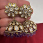 Kundan Clear Stone Victorian Finish Jhumki - Purple