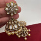 Kundan Clear Stone Victorian Finish Jhumki - White