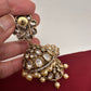 Kundan Clear Stone Victorian Finish Jhumki - White