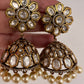 Kundan Clear Stone Victorian Finish Jhumki - White