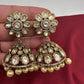 Kundan Clear Stone Victorian Finish Jhumki - White