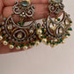 Kundan Chandbali Victorian Finish Earings - Green