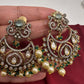 Kundan Chandbali Victorian Finish Earings - Green