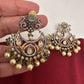 Kundan Chandbali Victorian Finish Earings - Green