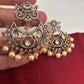 Kundan Chandbali Victorian Finish Earings - Pink