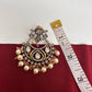 Kundan Chandbali Victorian Finish Earings - Pink