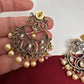 Kundan Chandbali Victorian Finish Earings - Pink