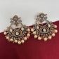 Kundan Chandbali Victorian Finish Earings - Pink
