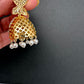 AD Color Stone Pearls Jhumki Earings - Green