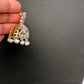 AD Color Stone Pearls Jhumki Earings - Green