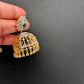 AD Color Stone Pearls Jhumki Earings - Green