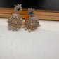 AD Color Stone Pearls Jhumki Earings - Green