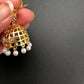 AD Color Stone Pearls Jhumki Earings - Red
