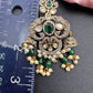 Elephant Kundan Moissanite Green Beads Victorian Finish Earings