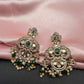 Elephant Kundan Moissanite Green Beads Victorian Finish Earings