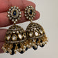 AD Color Stone Jhumki Earings - Blue