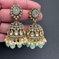 AD Color Stone Jhumki Earings - LightGreen
