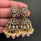 AD Color Stone Jhumki Earings - Pink