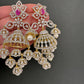Diamond Color Stone Big Jhumki Earings - Red