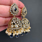 AD Color Stone Jhumki Earings - Blue