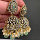 AD Color Stone Jhumki Earings - LightGreen
