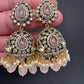 AD Color Stone Jhumki Earings - Pink