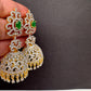 Diamond Color Stone Jhumki Earings - Green