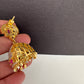 Diamond Finish Color Stone Jhumka Earings - Red
