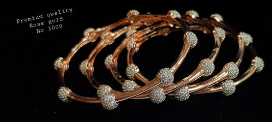 White Stones Rose Gold Polish AD Bangles