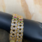 Clear Stone Double Line Leaf with Florets Pattern Bangle